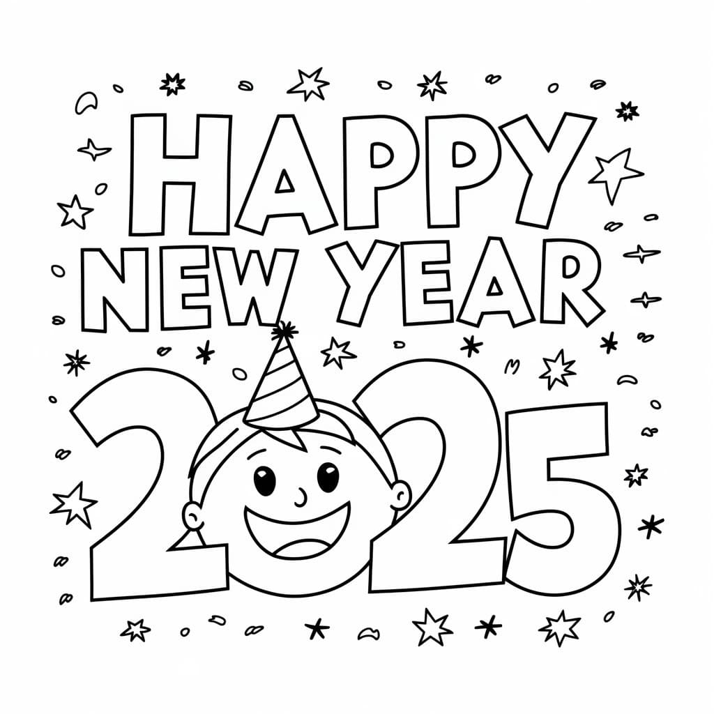 Felice Anno Nuovo 2025 (21) da colorare
