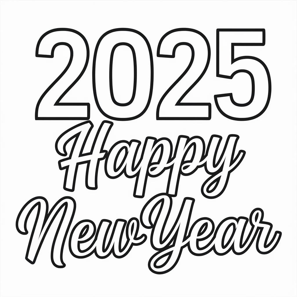 Felice Anno Nuovo 2025 (4) da colorare