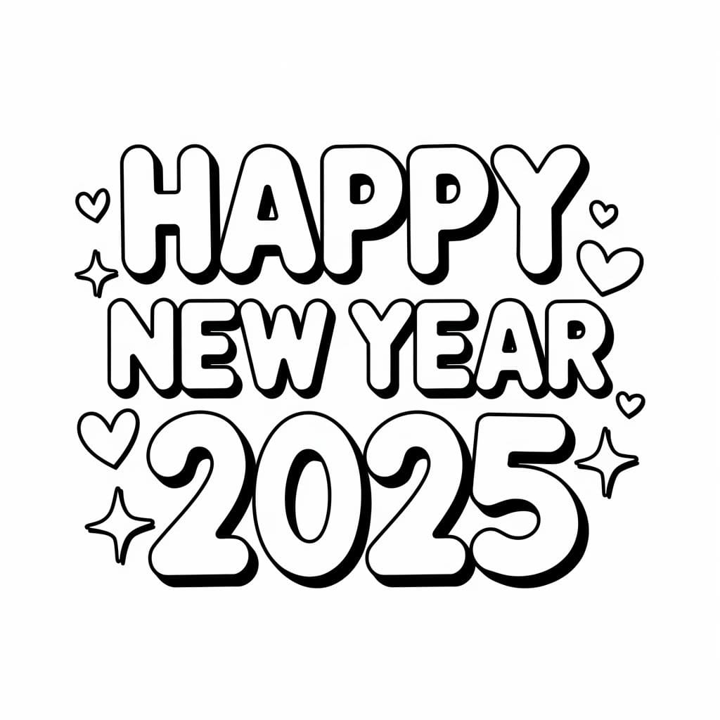 Felice Anno Nuovo 2025 (5) da colorare