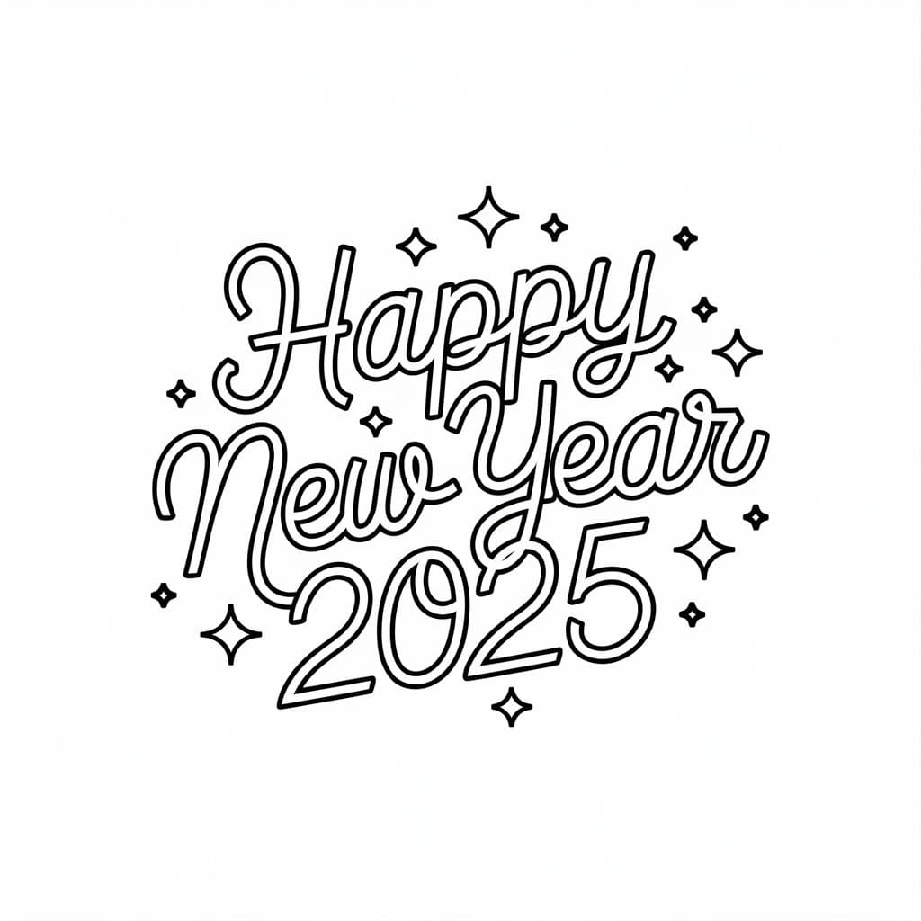 Felice Anno Nuovo 2025 (9) da colorare