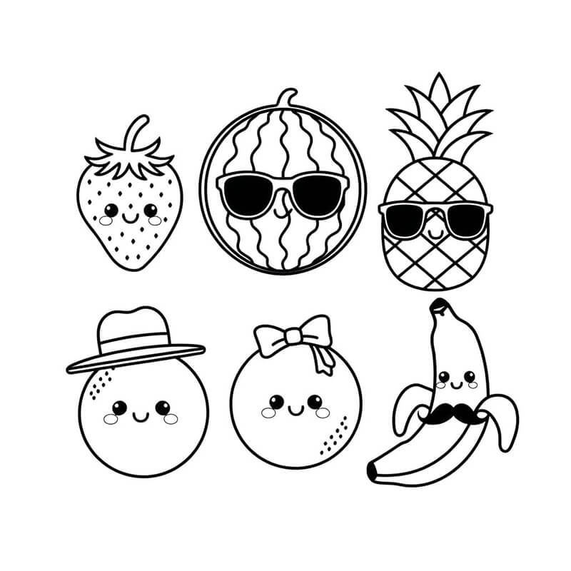 Frutta dei cartoni animati da colorare