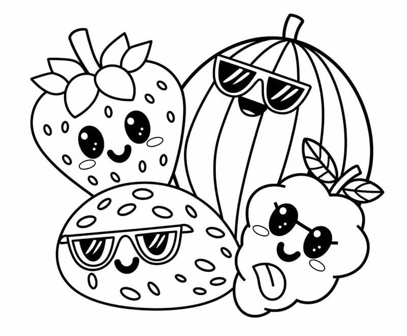 Frutti carini da colorare