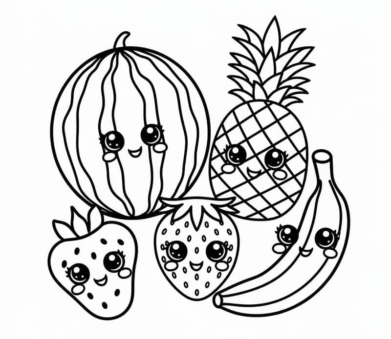 Frutti molto carini da colorare