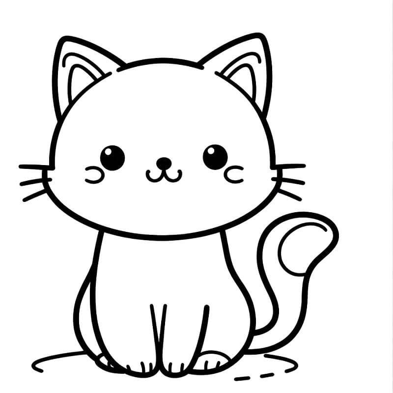 Gatto per Bambini di 1 Anno da colorare