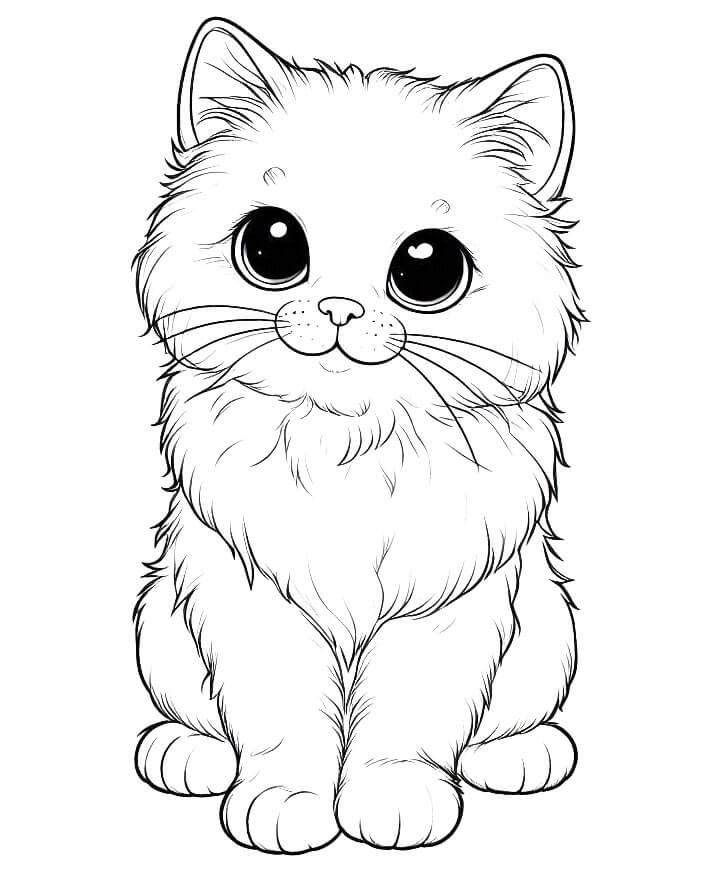 Gatto per Bambini di 5 Anni da colorare