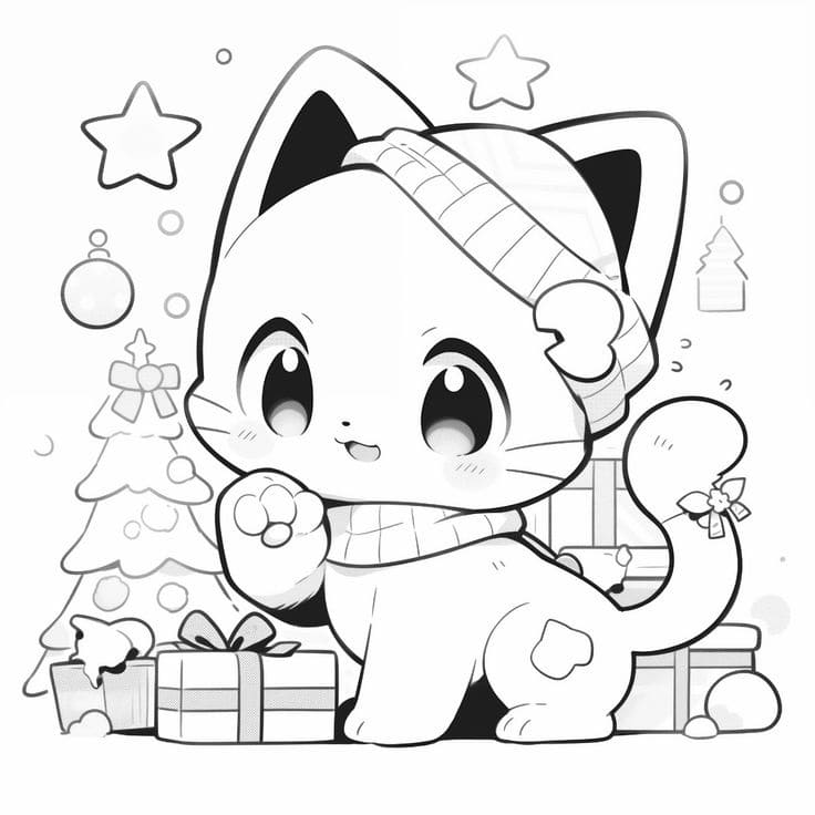 Gatto per Bambini di 6 Anni da colorare