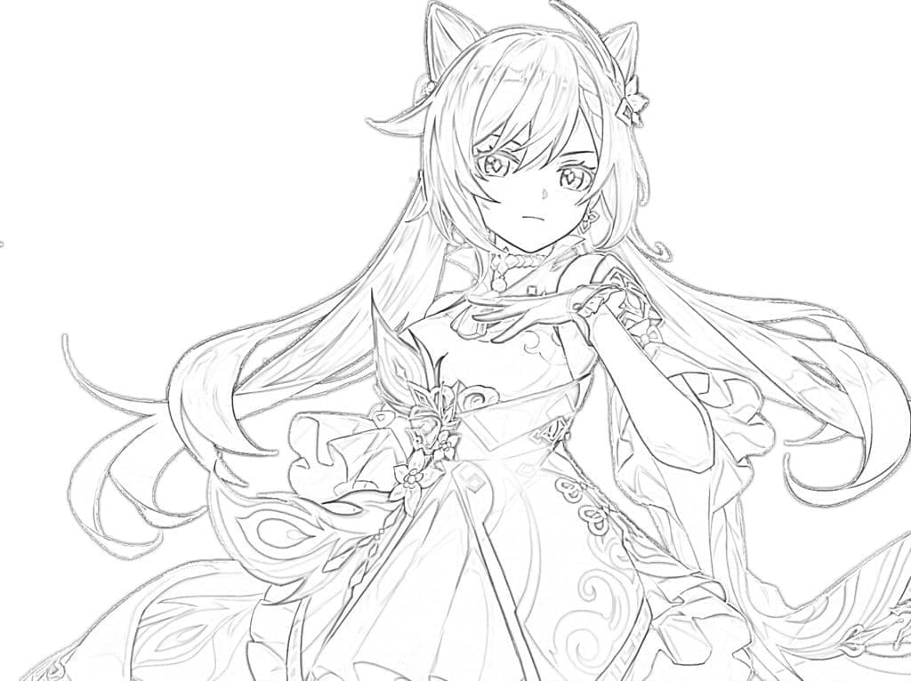 Genshin Impact Keqing da colorare
