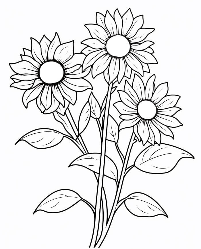 Girasole Gratuito per Bambini da colorare