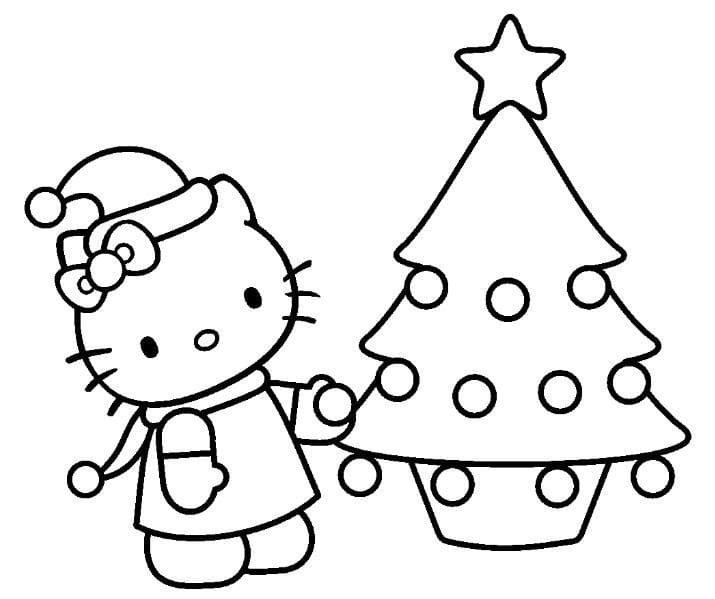 Hello Kitty a Natale da colorare