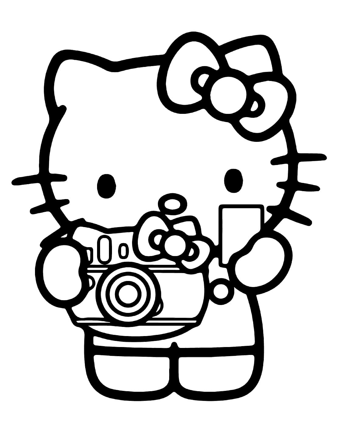 Hello Kitty con la macchina fotografica da colorare