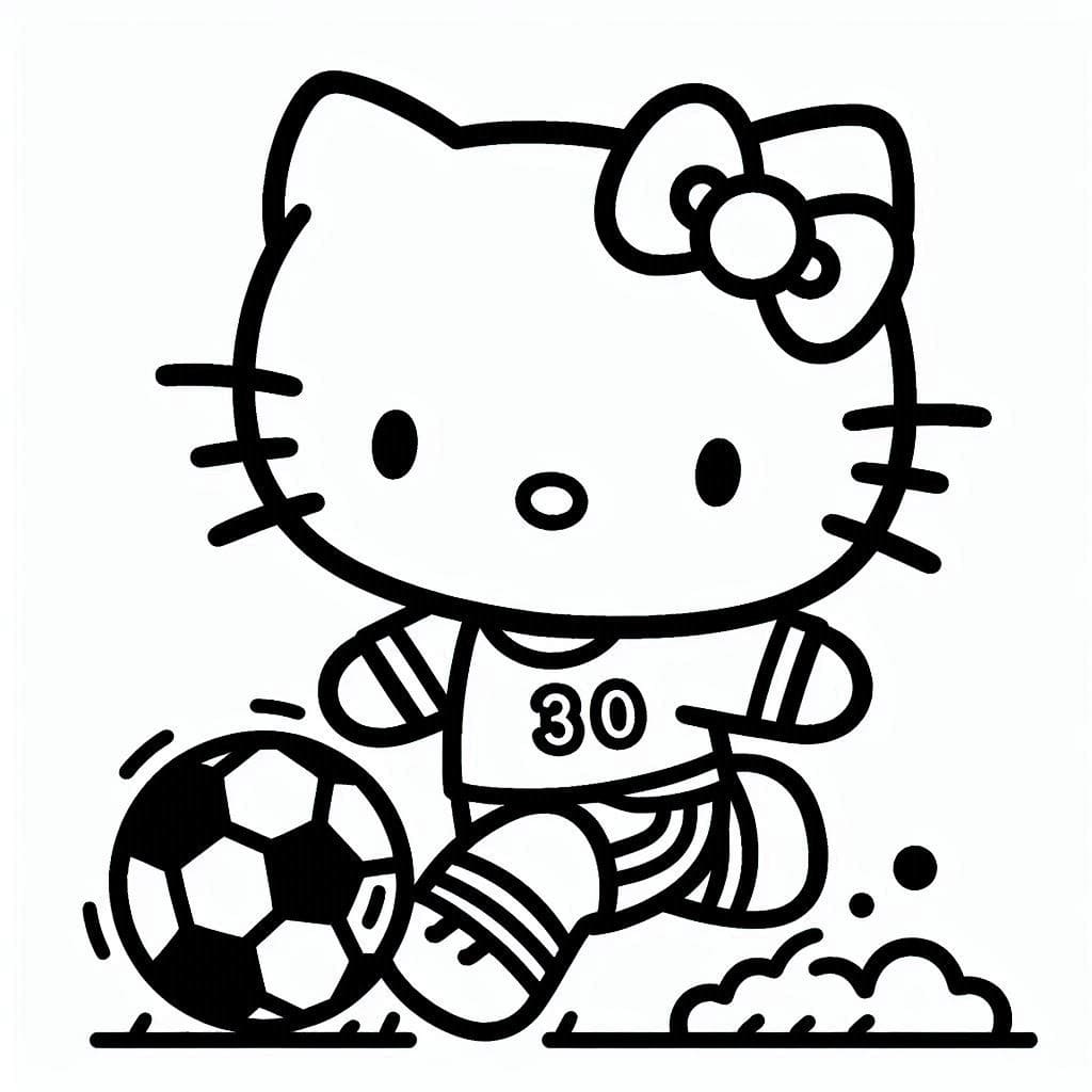 Hello Kitty gioca a calcio da colorare