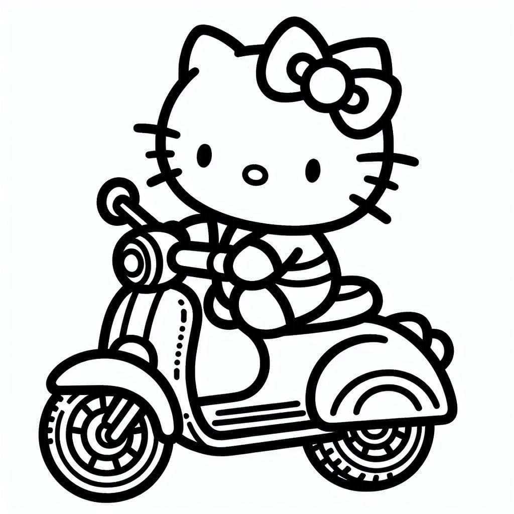 Hello Kitty in moto da colorare