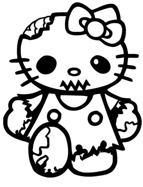 Hello Kitty zombi da colorare