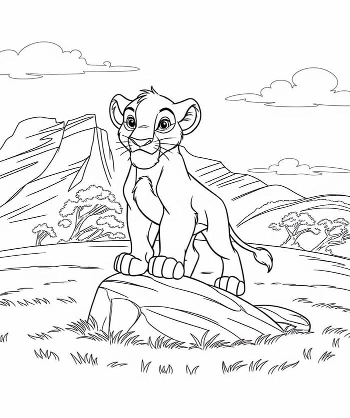 Il Re Leone da Cartone da colorare