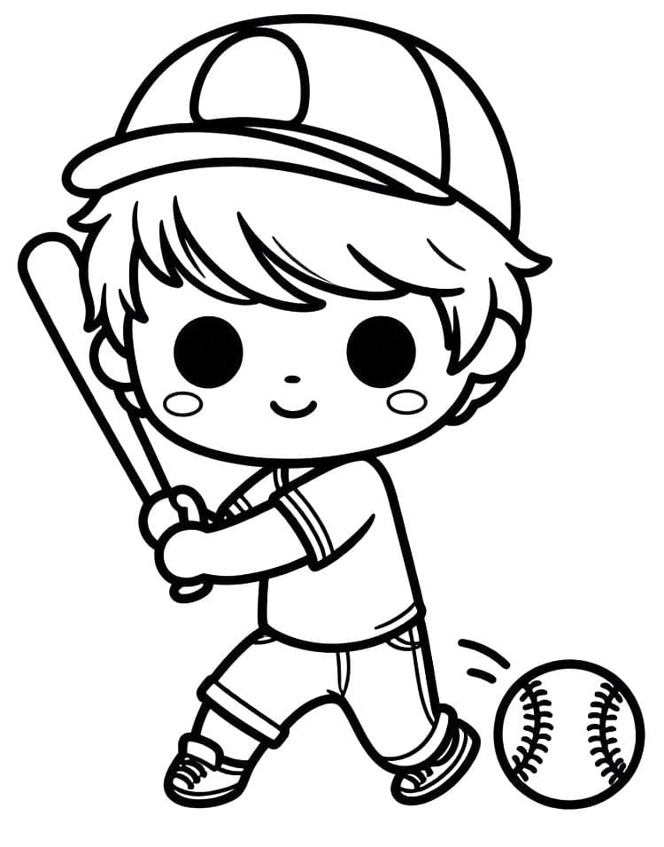 Il ragazzino gioca a baseball da colorare