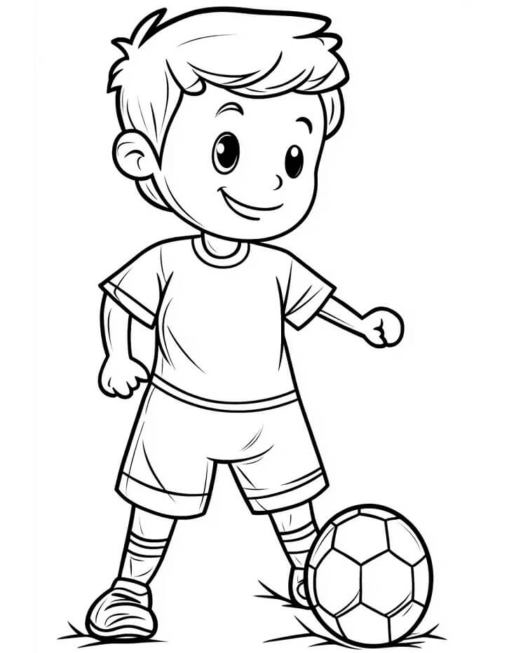 Il ragazzo gioca a calcio da colorare