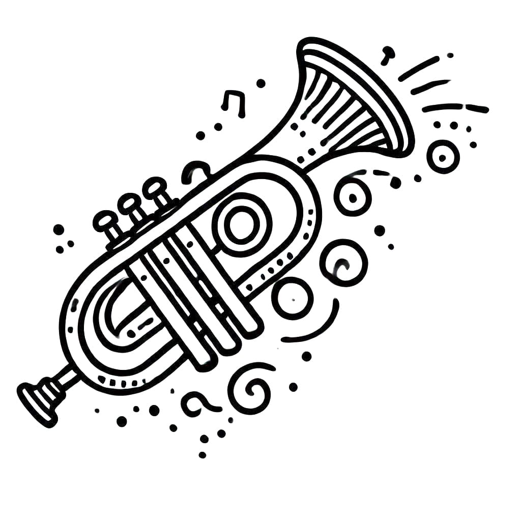 Illustrazione Stampabile Tromba da colorare