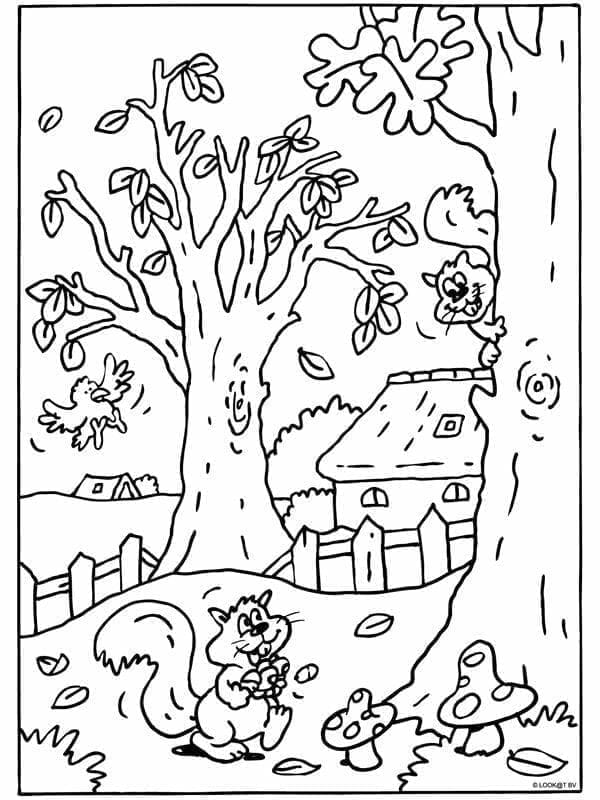 Immagine Autunno Gratuita da colorare