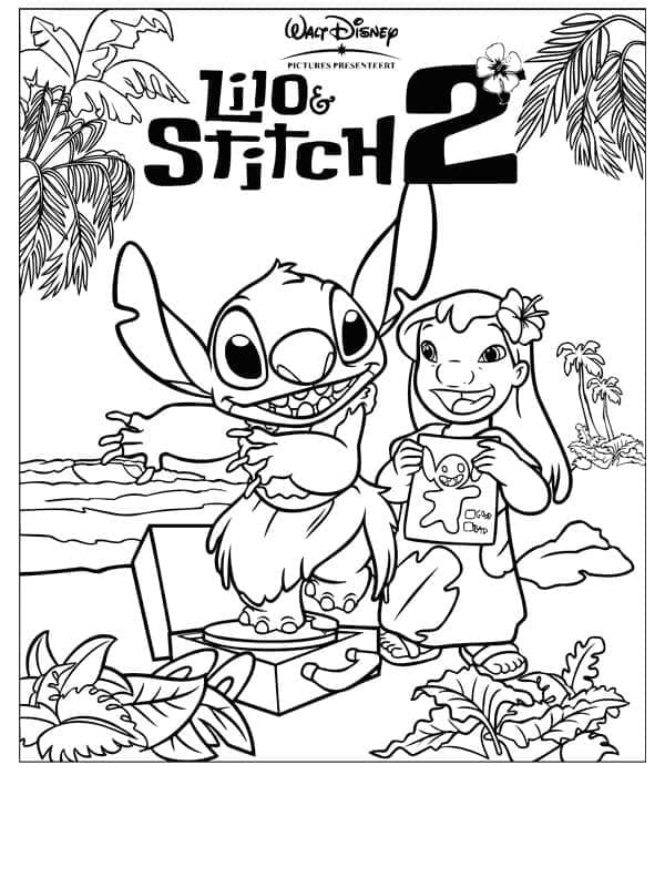 Immagine Gratuita di Lilo e Stitch da colorare