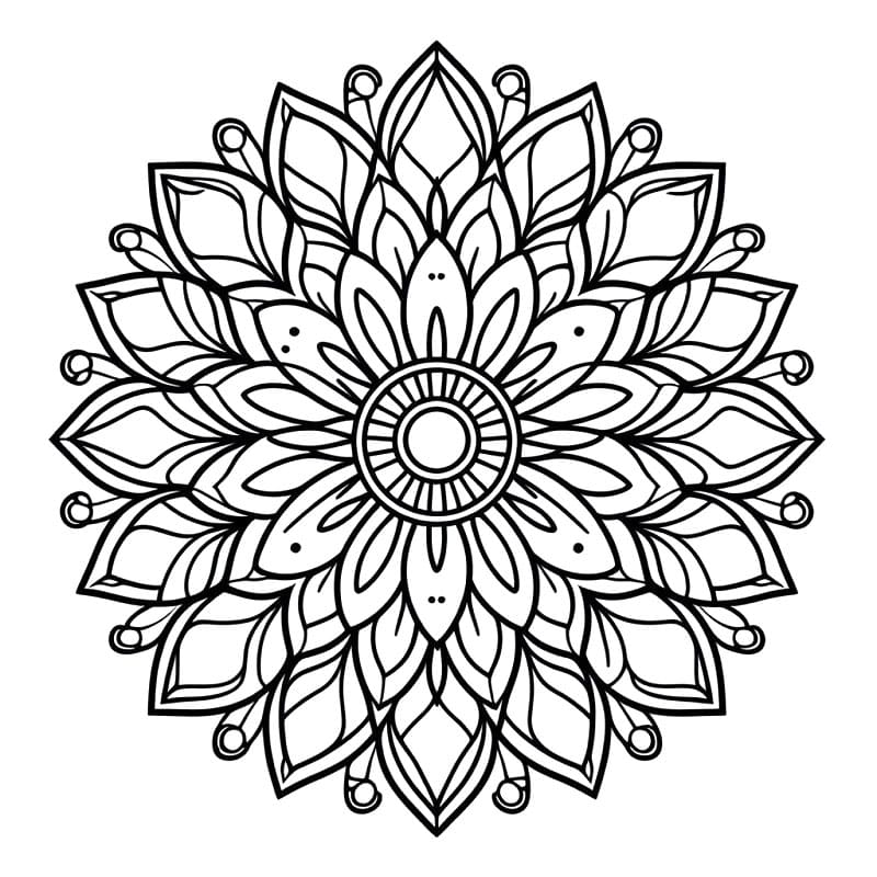 Immagine Mandala di Fiori Stampabile da colorare