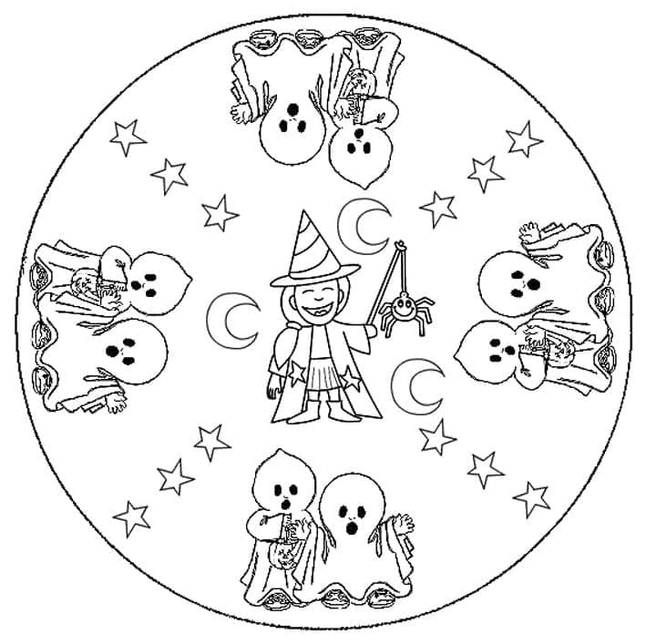 Immagine Mandala di Halloween Stampabile da colorare