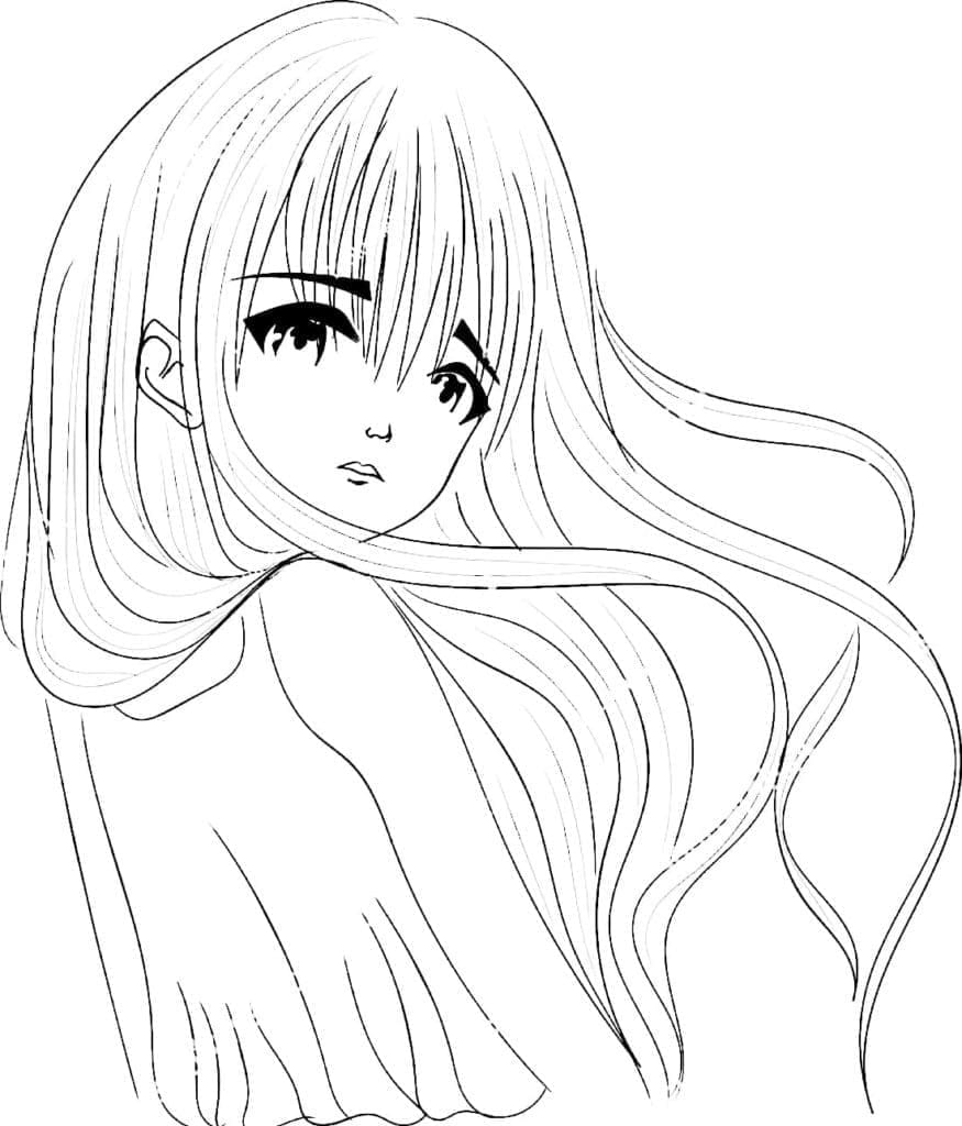 Immagine Ragazza Anime Gratuita da colorare