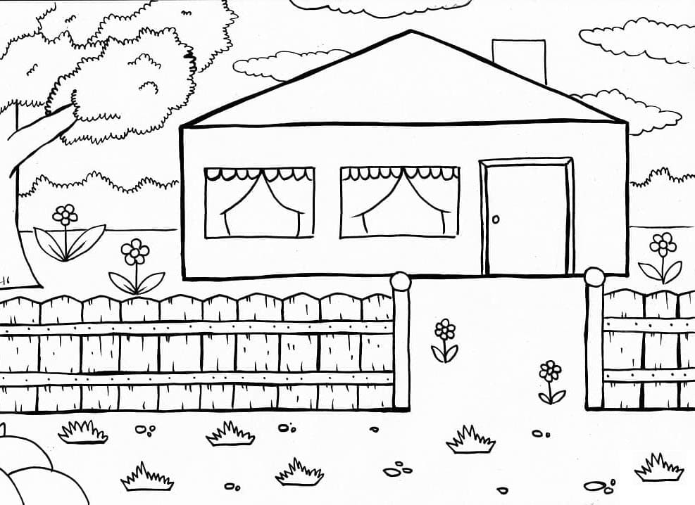 Immagine Stampabile Casa da colorare