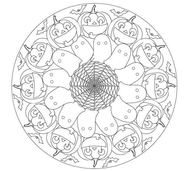 Immagine Stampabile Mandala di Halloween da colorare