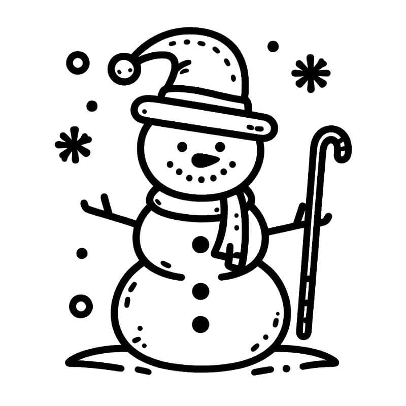 Immagine Stampabile Pupazzo di Neve da colorare