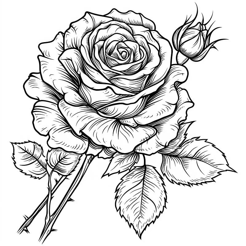 Immagine Stampabile Rosa da colorare