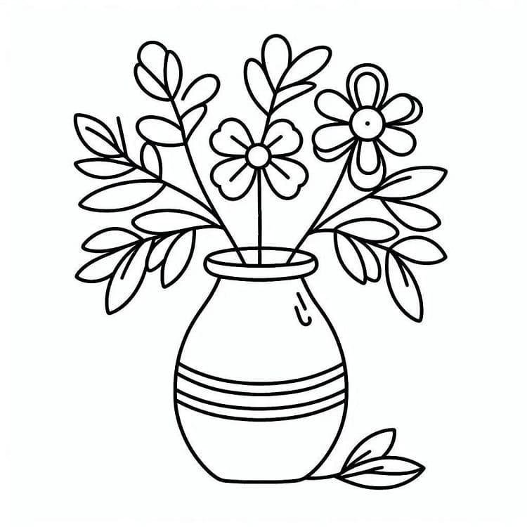 Immagine Stampabile Vaso di Fiori da colorare