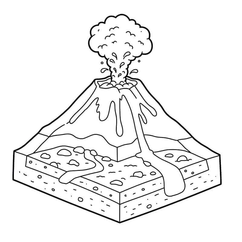 Immagine Stampabile Vulcano da colorare