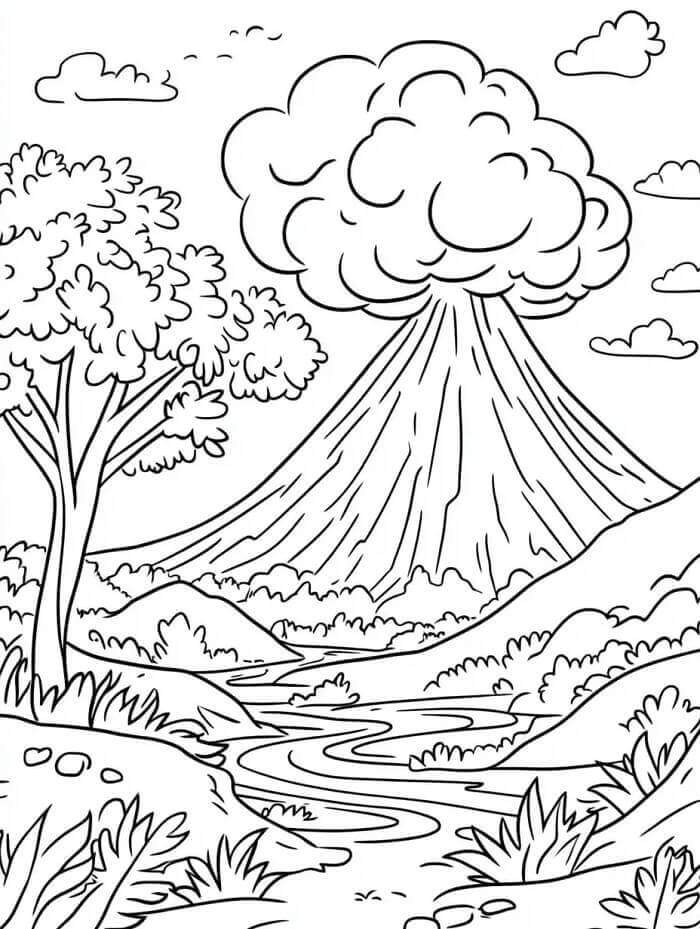 Immagine Vulcano da colorare