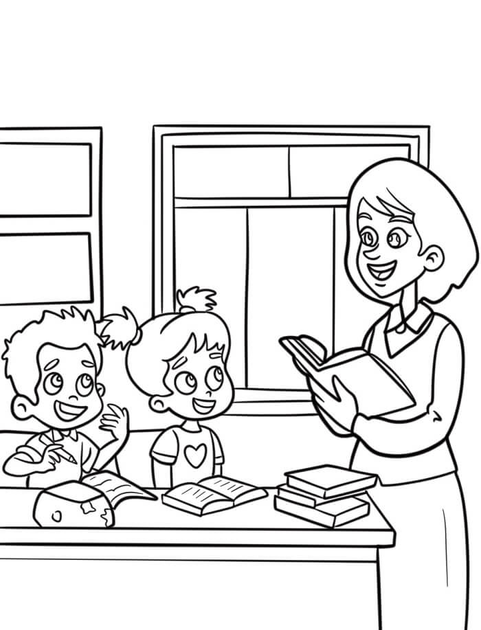 Insegnante Stampabile per Bambini da colorare