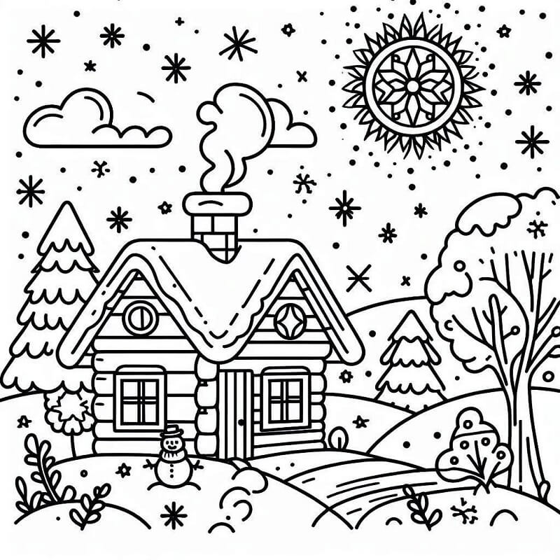 Inverno per Bambini di 1 Anno da colorare