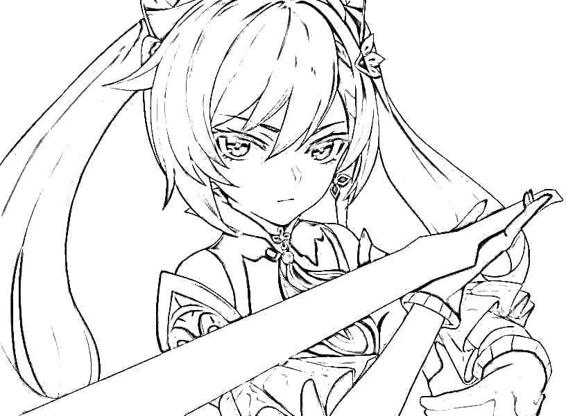 Keqing di Genshin Impact da colorare