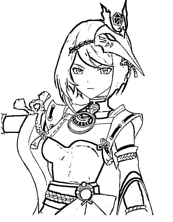 Kujou Sara di Genshin Impact da colorare