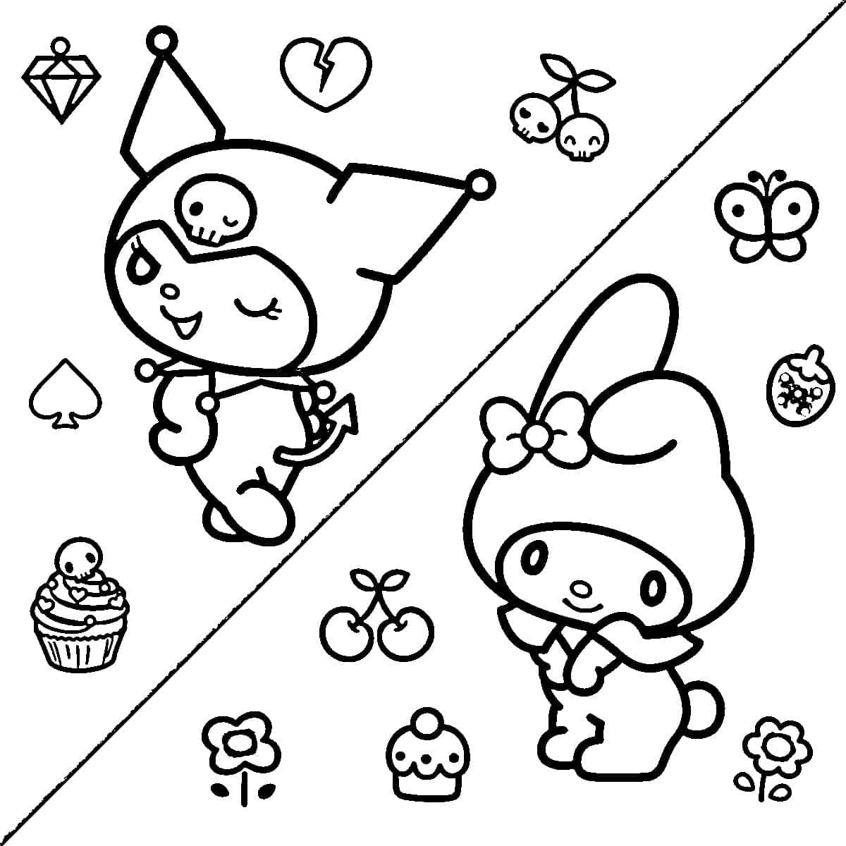 Kuromi e My Melody da colorare