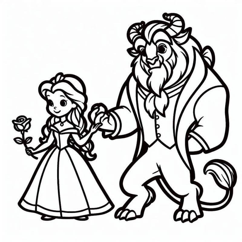 La Bella e la Bestia da colorare