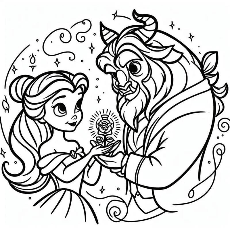 La Bella e la Bestia (37) da colorare