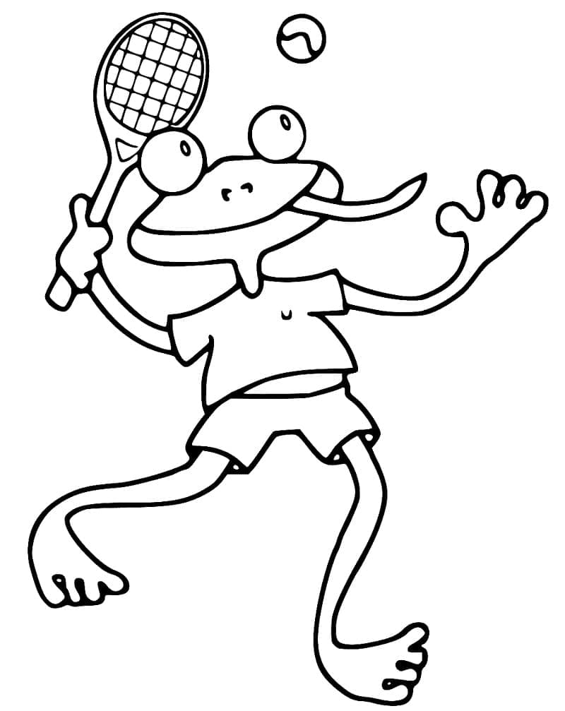 La rana gioca a tennis da colorare