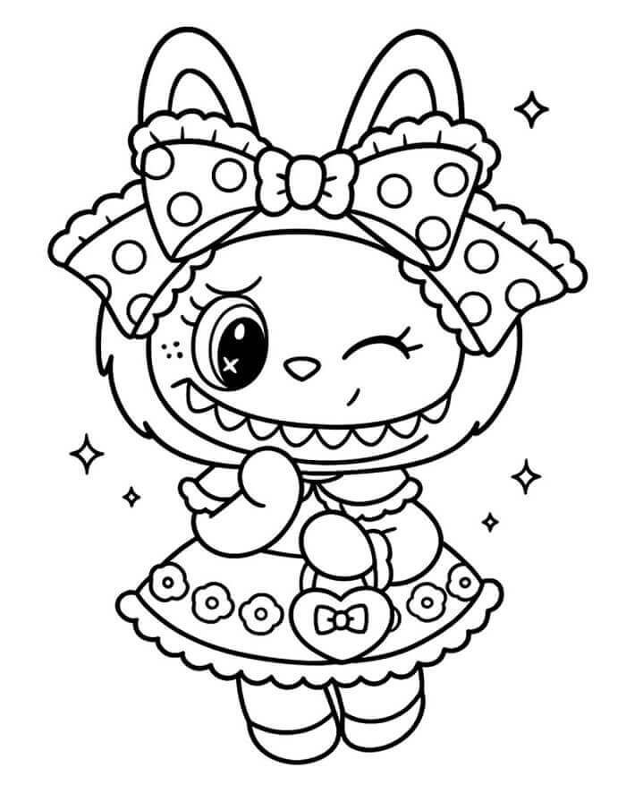 Labubu felice da colorare