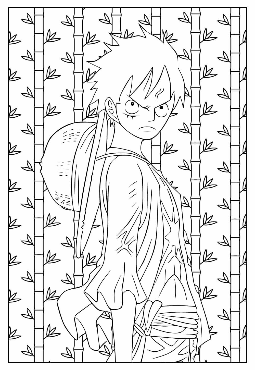 Luffy arrabbiato da colorare