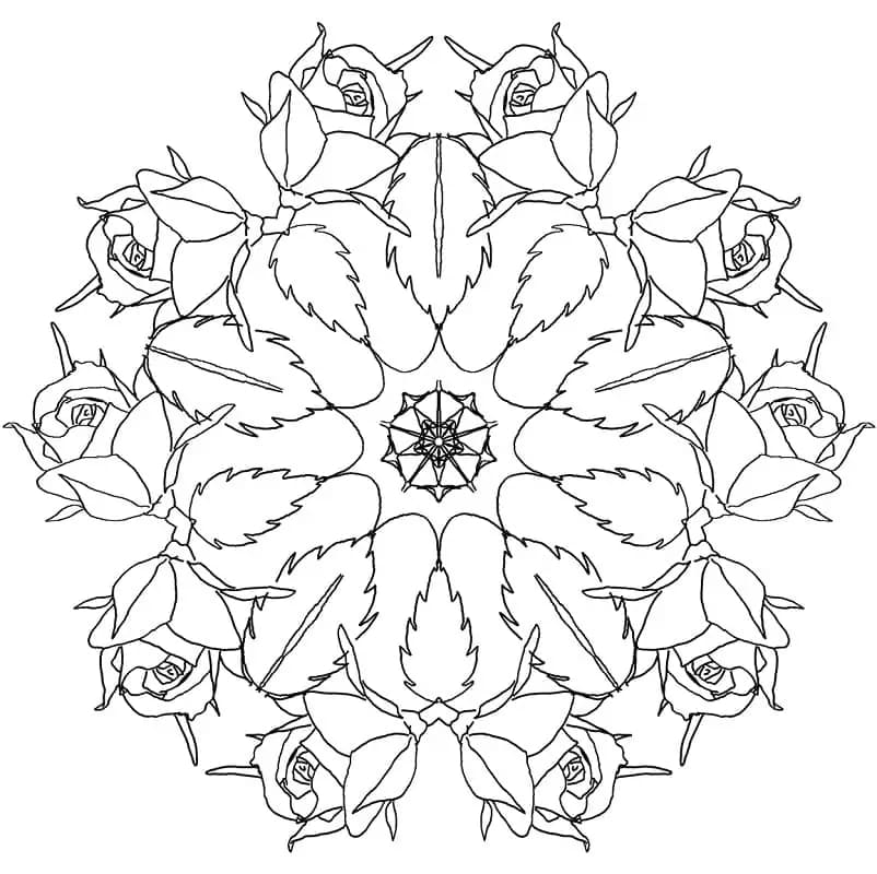 Mandala di Fiori Elegante da colorare