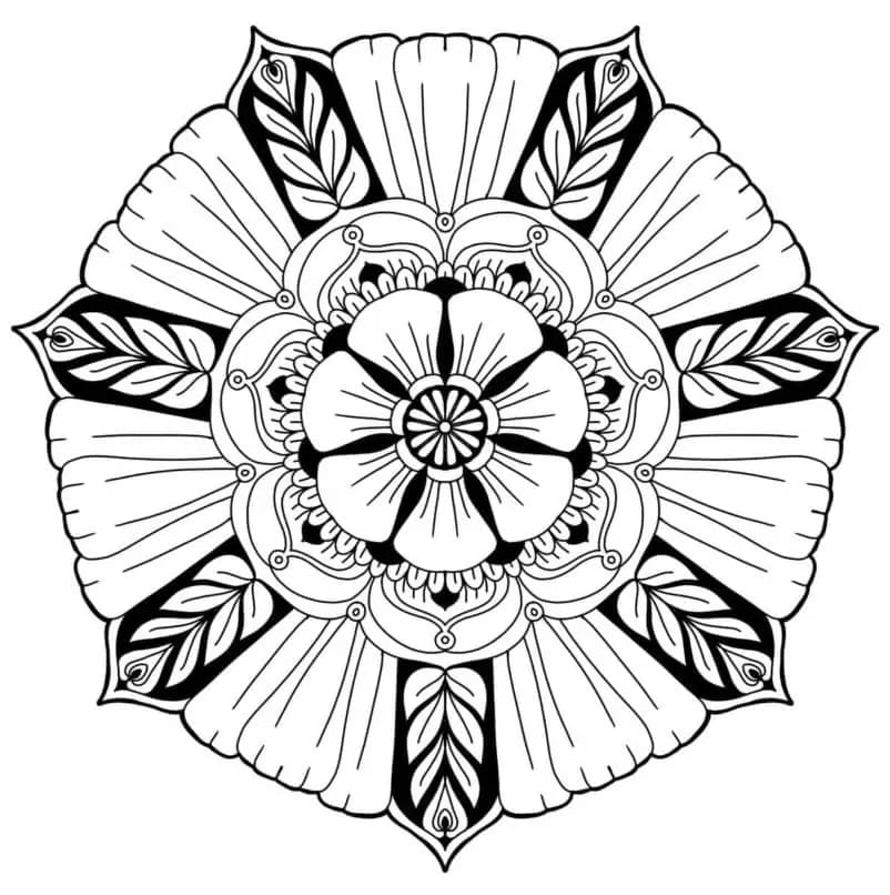 Mandala di Fiori Gratuito da colorare
