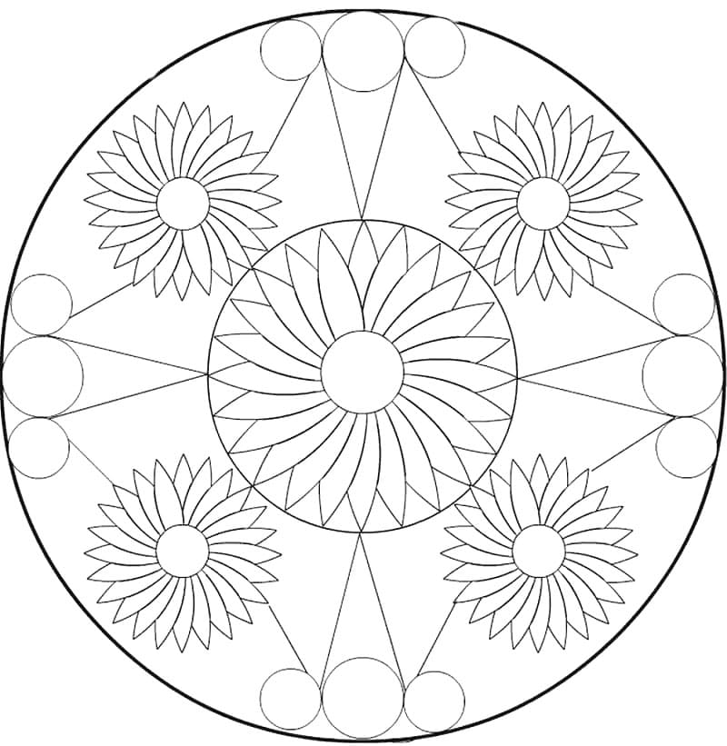 Mandala di Fiori Stampabile da colorare