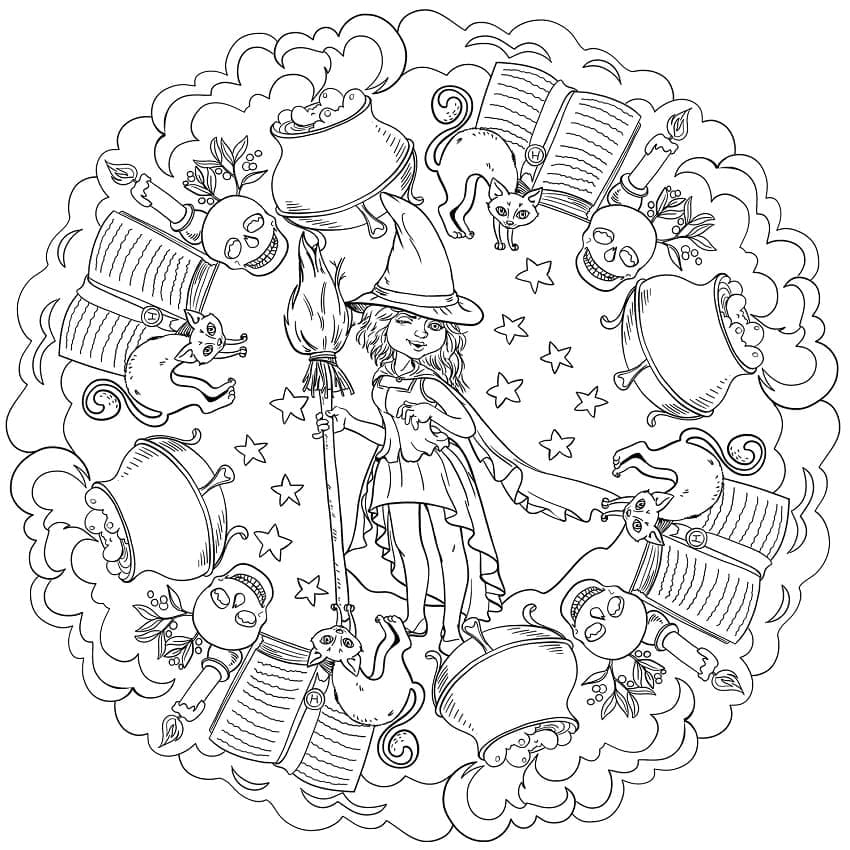 Mandala di Halloween (2) da colorare