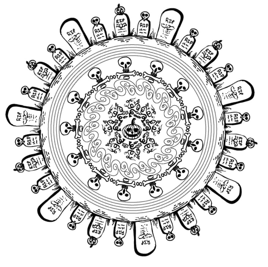 Mandala di Halloween Bellissimo da colorare