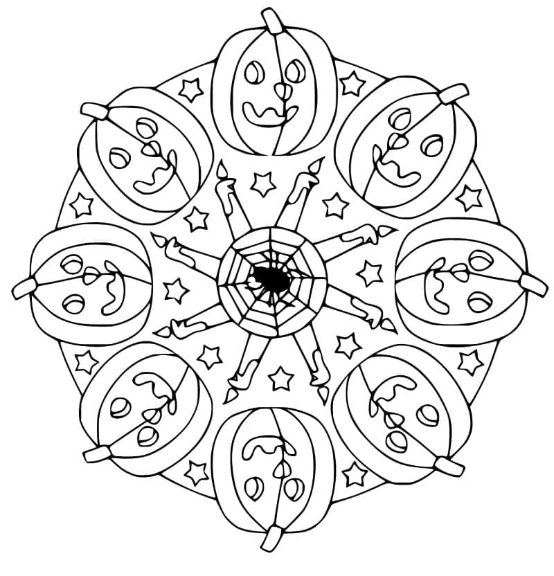 Mandala di Halloween Gratis Stampabile da colorare