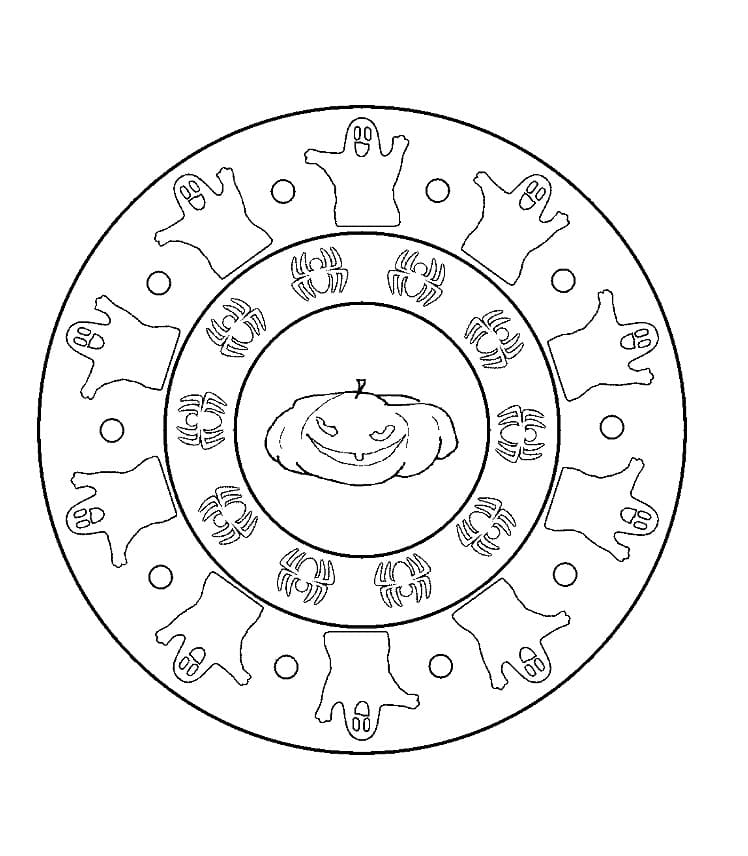 Mandala di Halloween Stampabile Gratuito da colorare